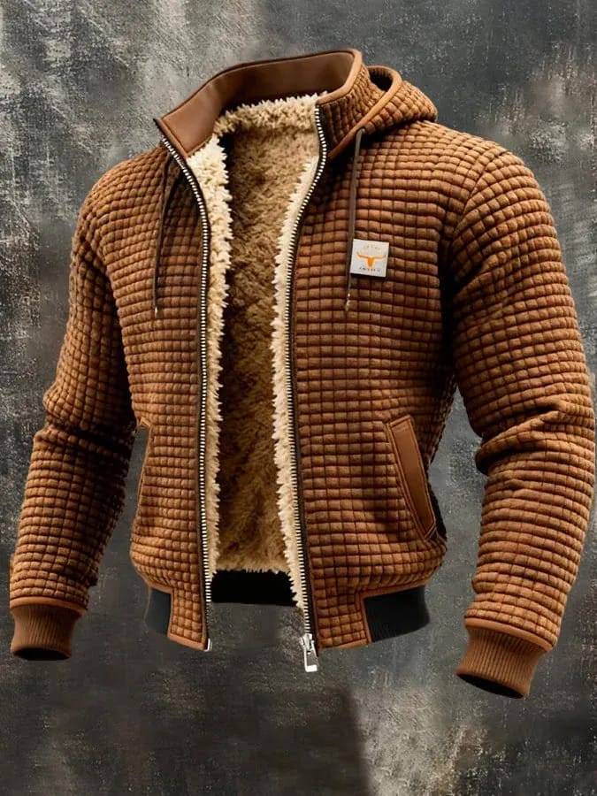 André Ferran Sherpa-Lined Waffle Jacket