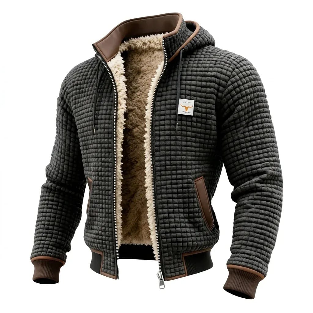André Ferran Sherpa-Lined Waffle Jacket
