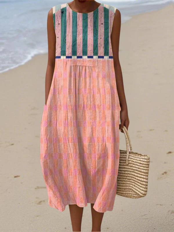 Lily | Striped Pastel Midi Dress