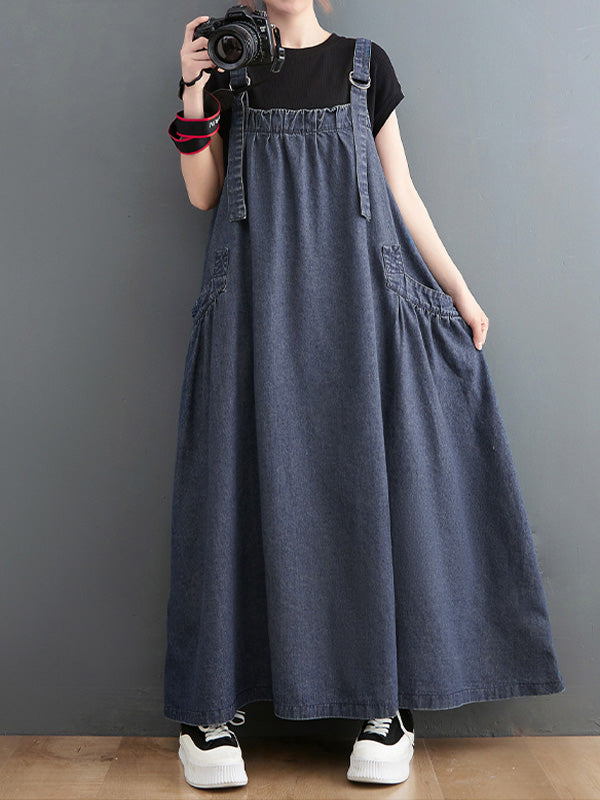 Women's Loose Fit Denim Overall Dress