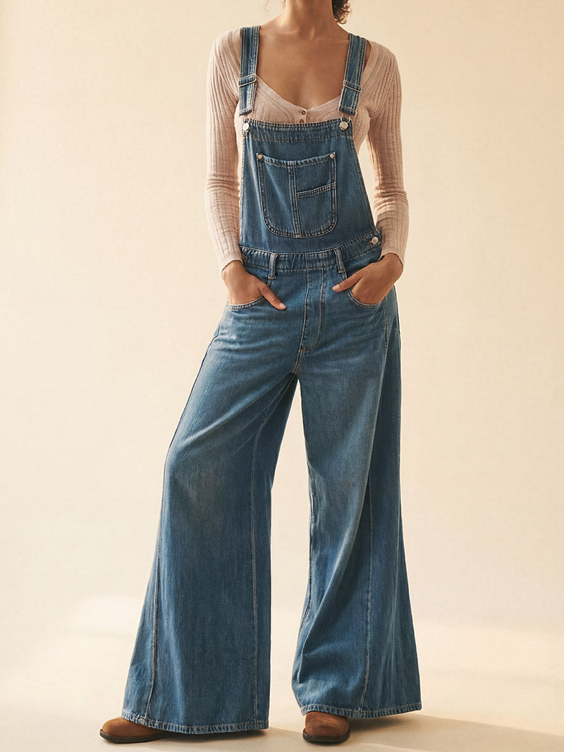 Women's Wide-Leg Denim Overalls