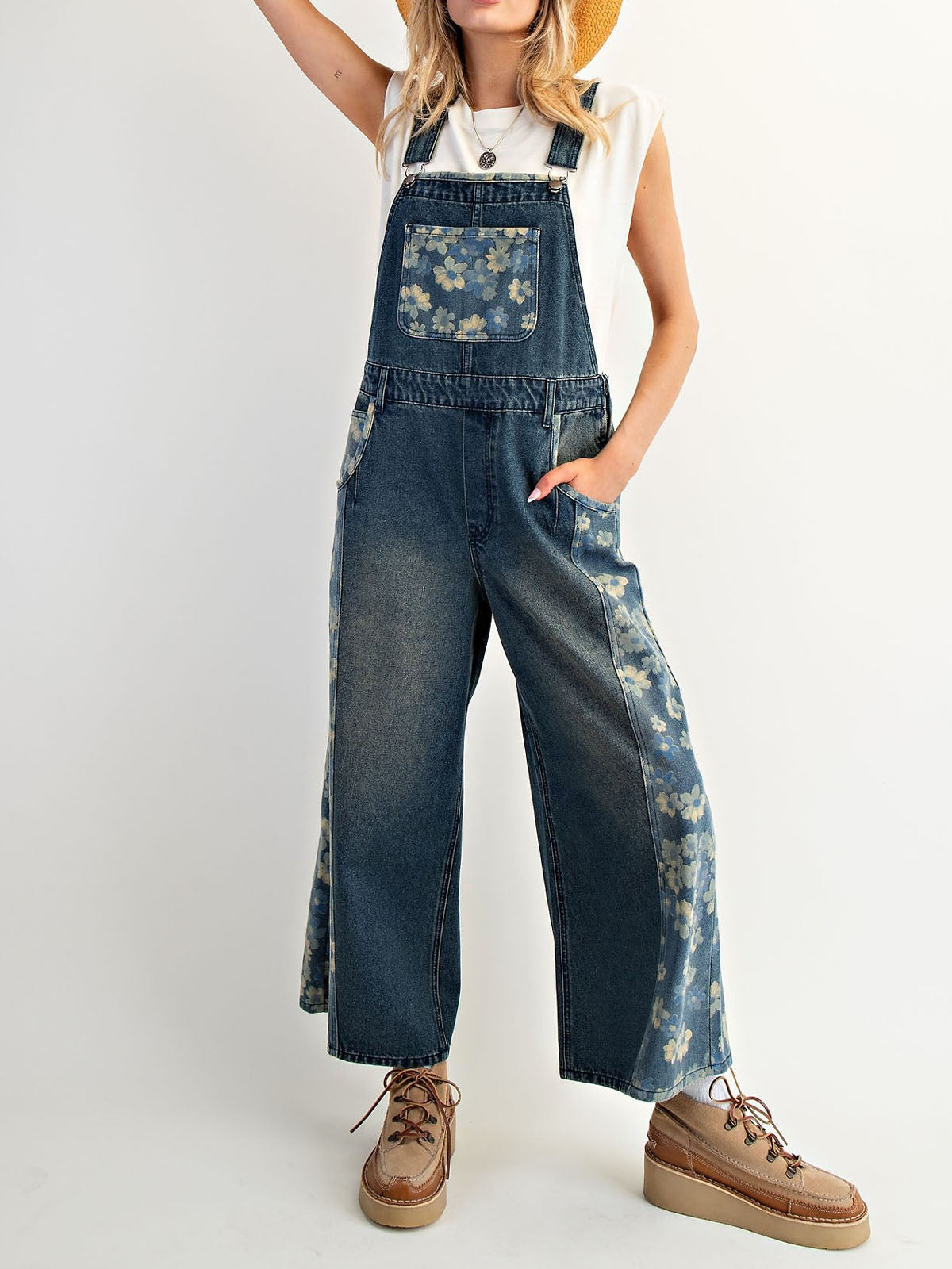 Flower Denim Overalls