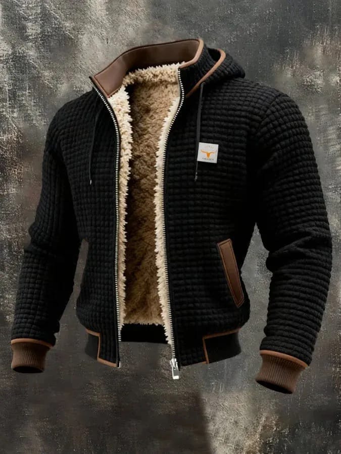 André Ferran Sherpa-Lined Waffle Jacket