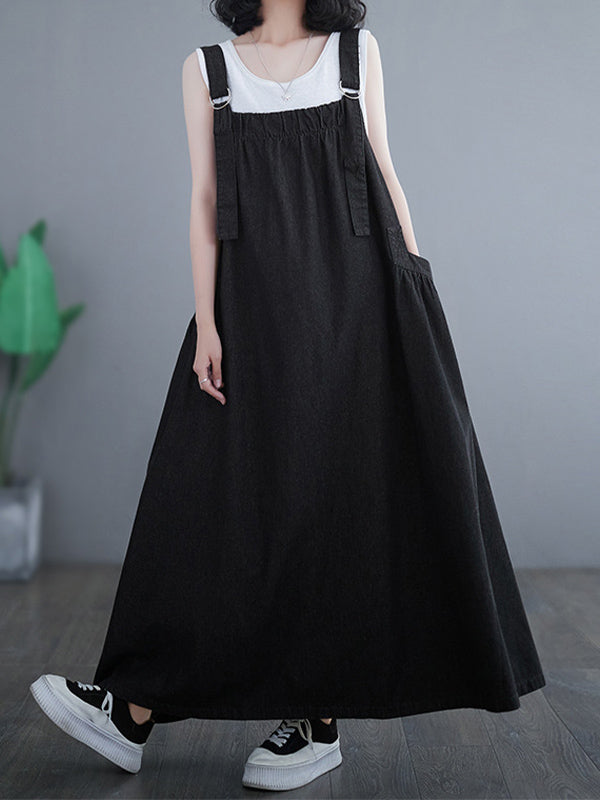 Women's Loose Fit Denim Overall Dress