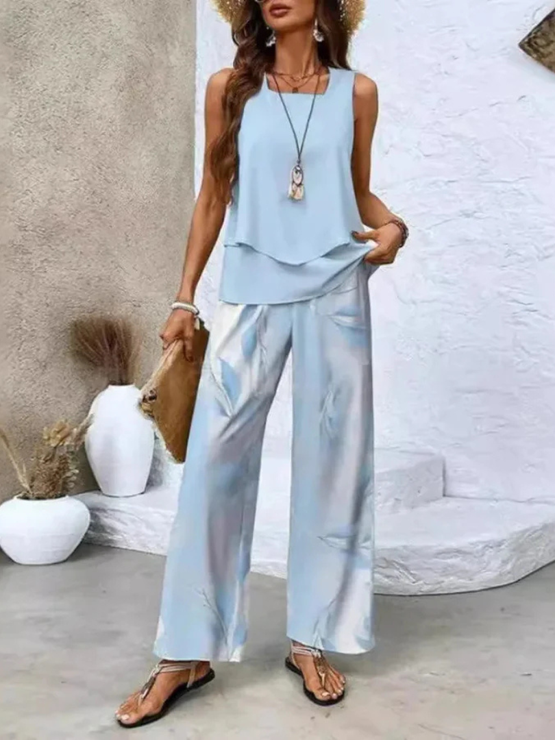 Ovelynra™ | Sleeveless Top And Wide-Leg Pants Set
