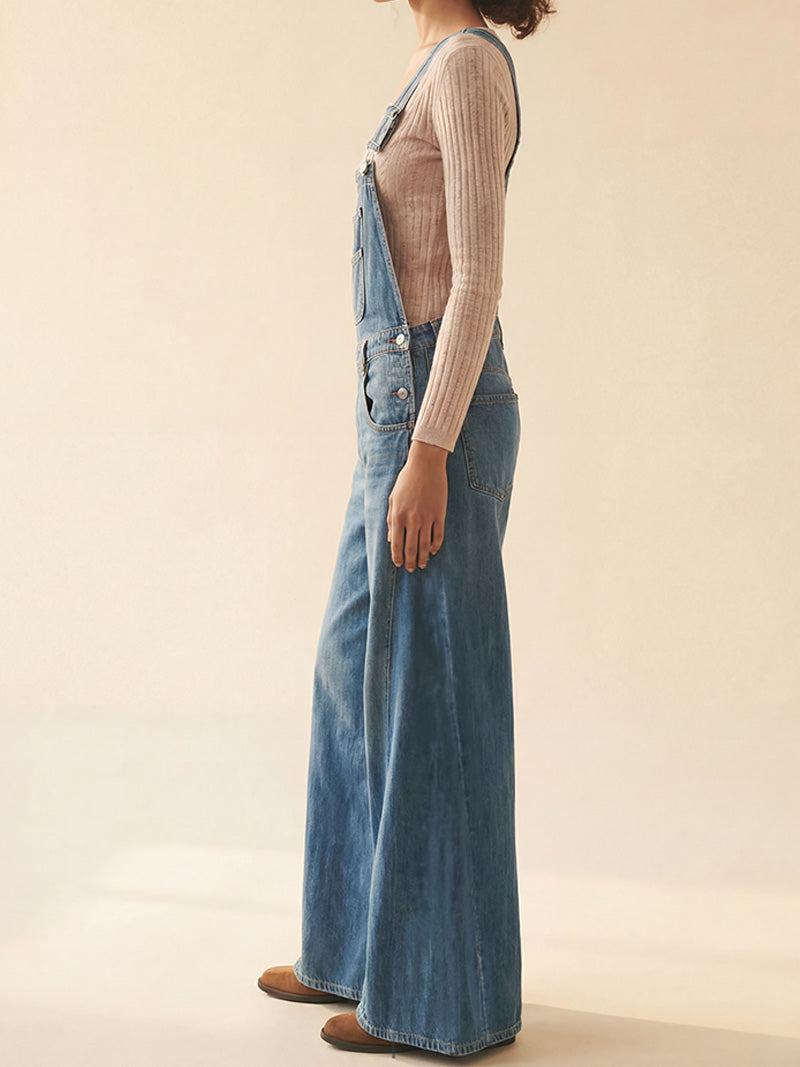 Women's Wide-Leg Denim Overalls