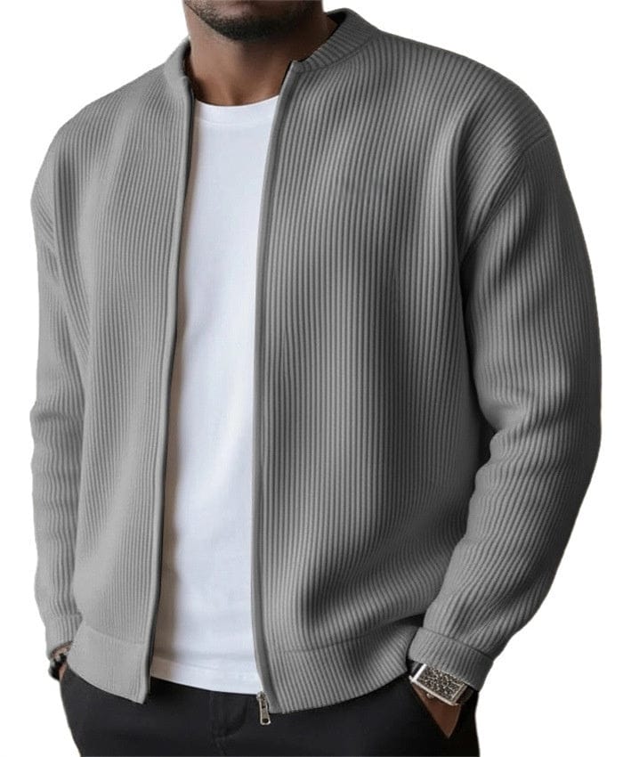 André Ferran Ribbed Zip Cardigan