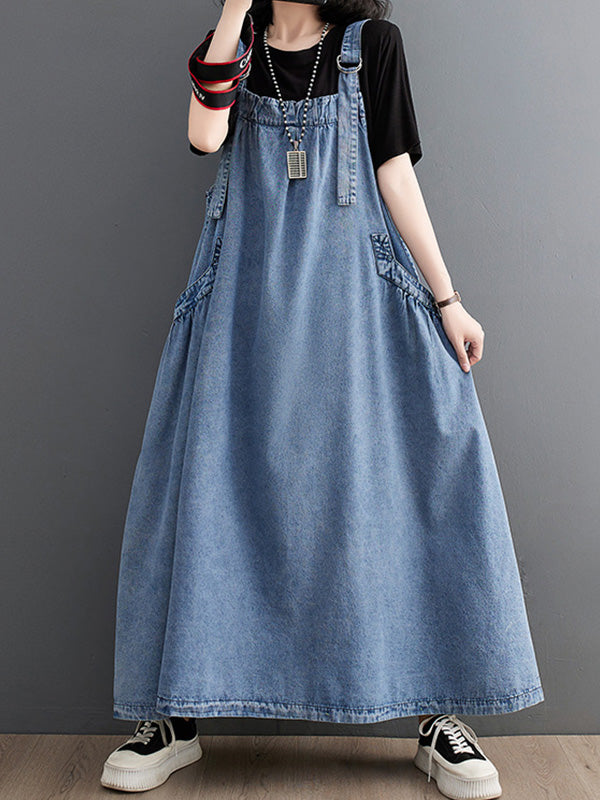 Women's Loose Fit Denim Overall Dress