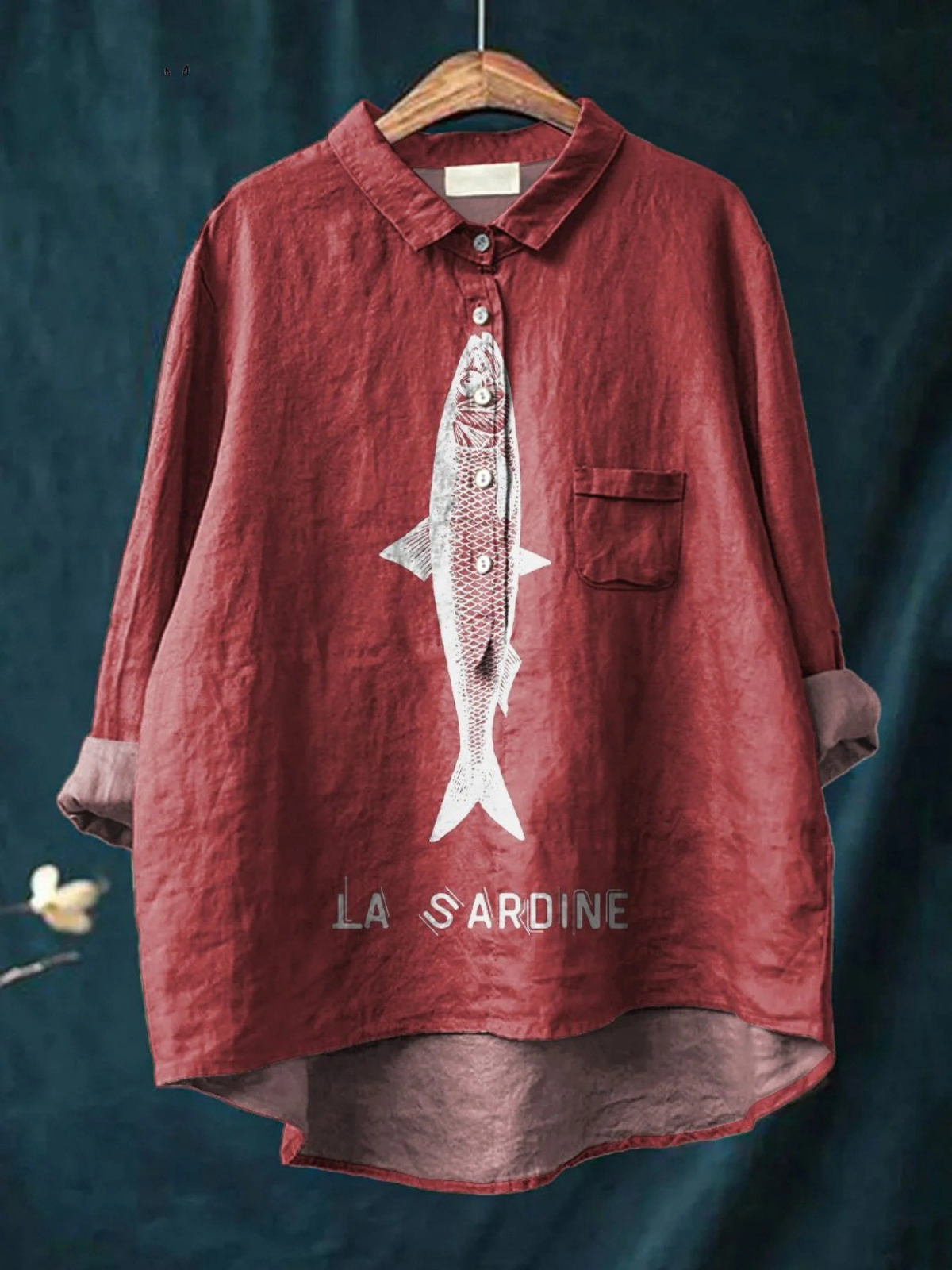 Sophie | Sardine Fish Graphic Printed Women's Casual Shirt