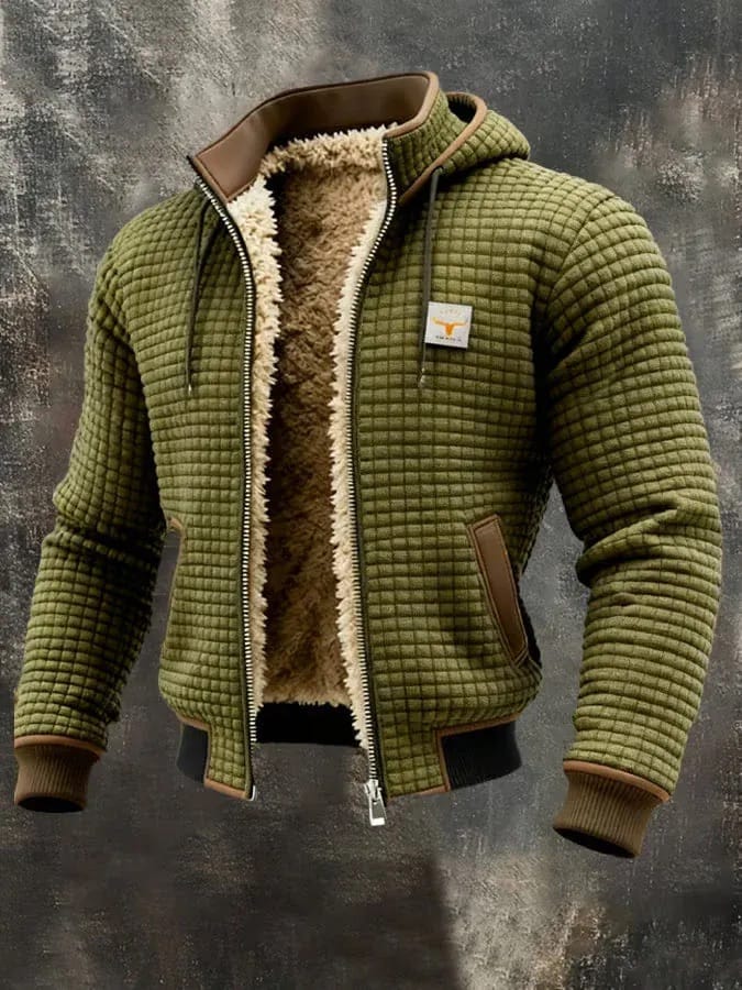 André Ferran Sherpa-Lined Waffle Jacket