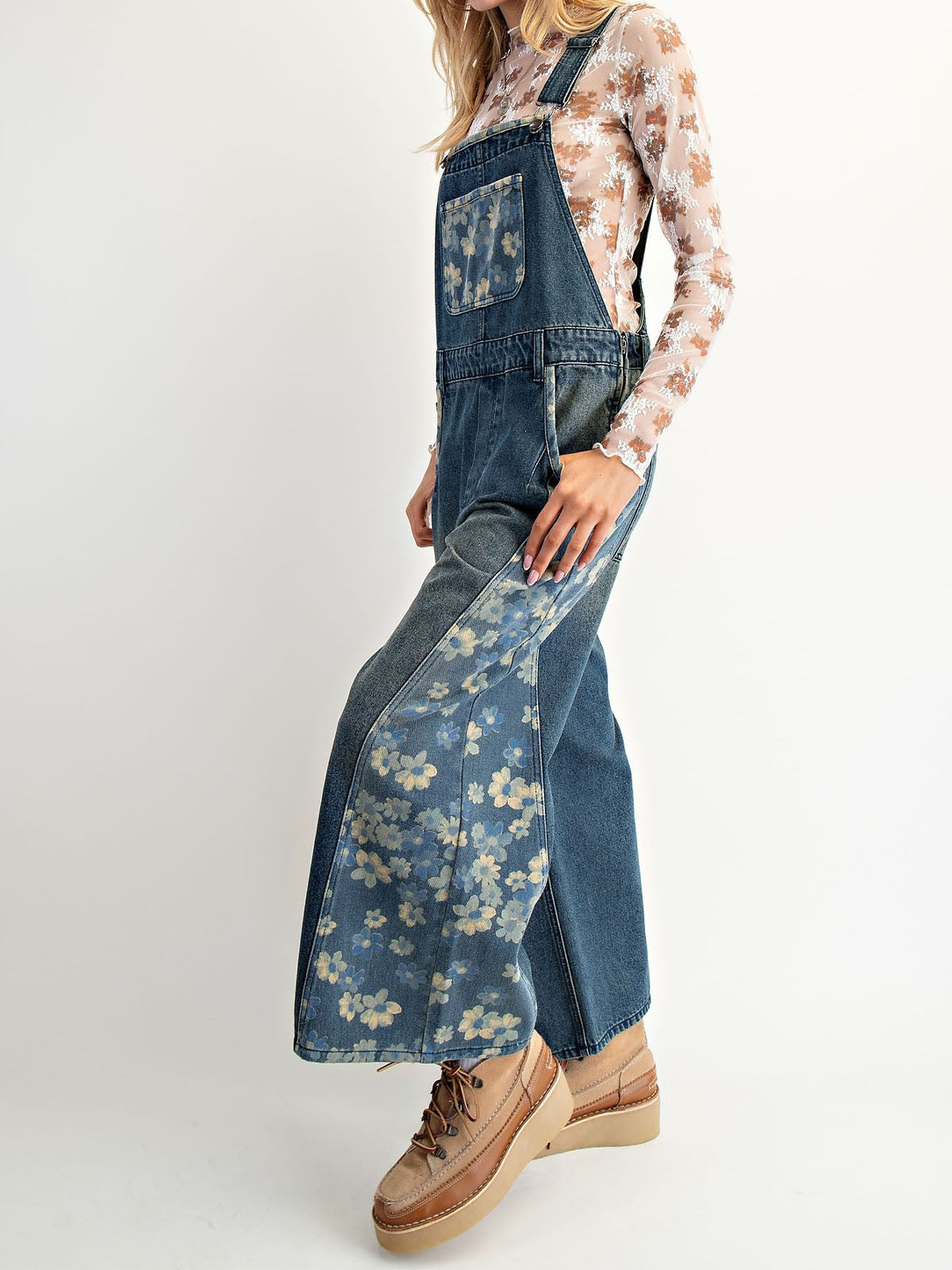 Flower Denim Overalls