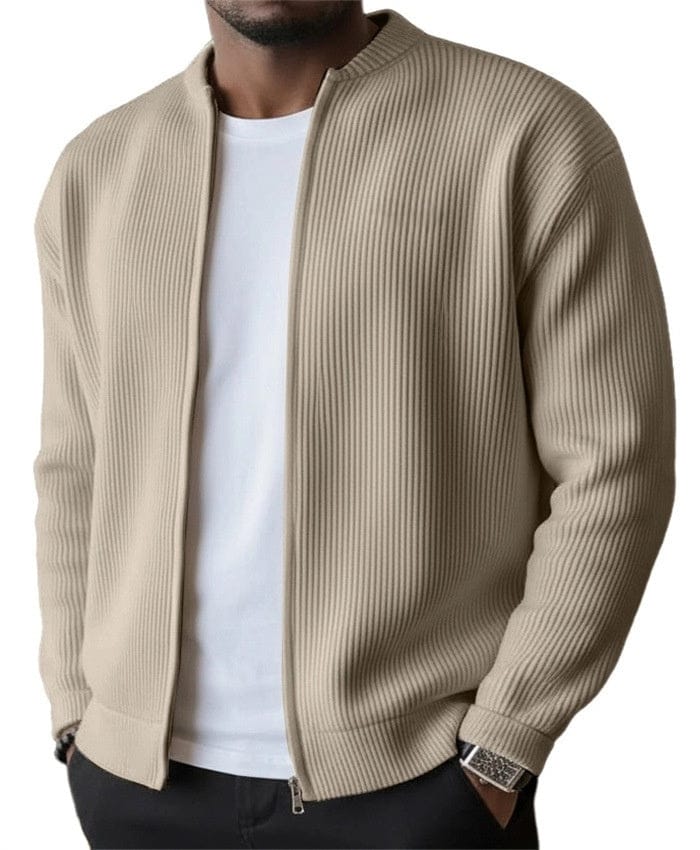 André Ferran Ribbed Zip Cardigan