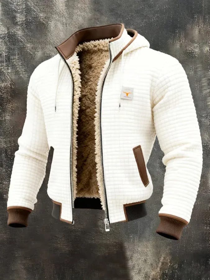 André Ferran Sherpa-Lined Waffle Jacket