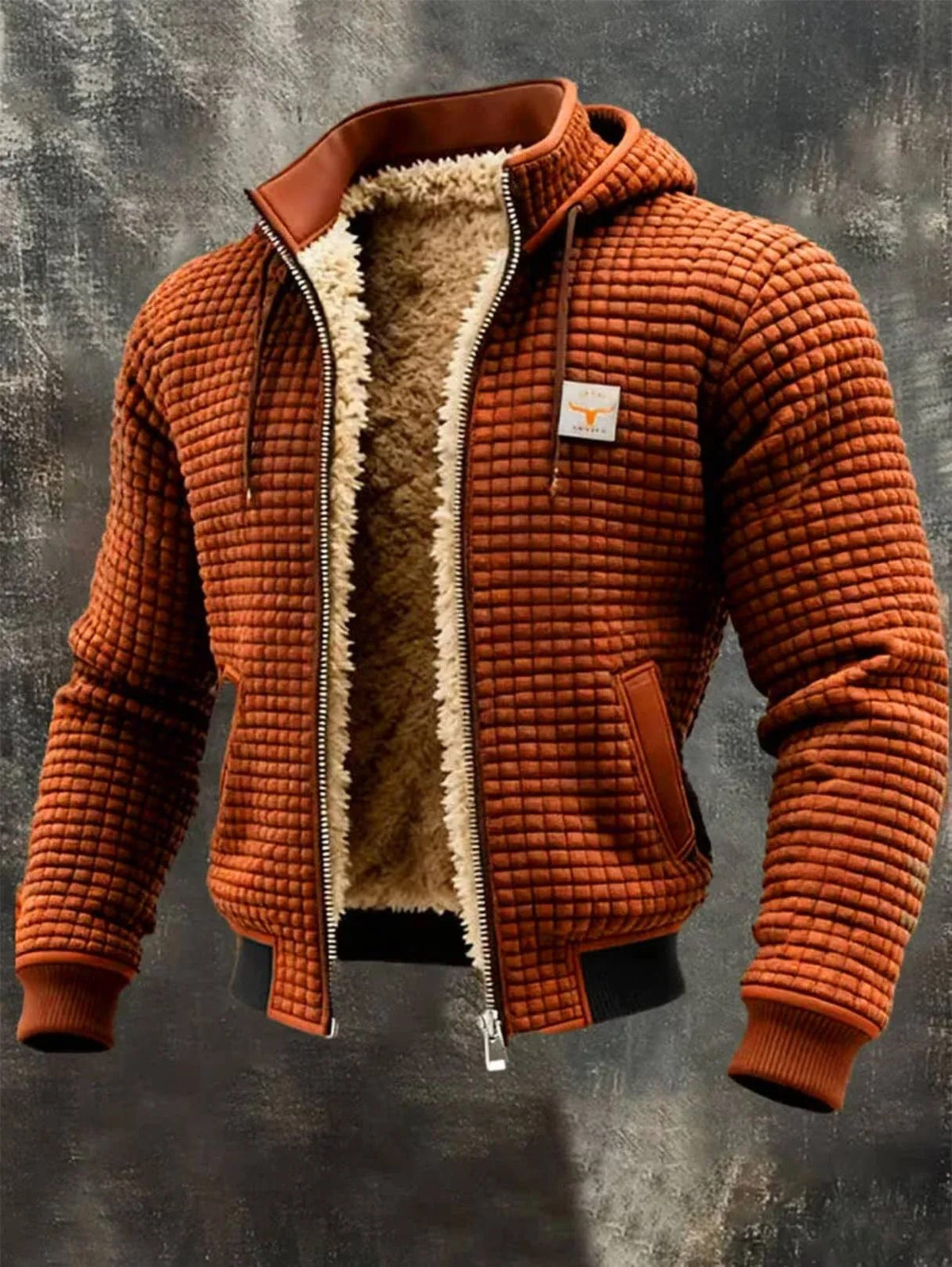André Ferran Sherpa-Lined Waffle Jacket