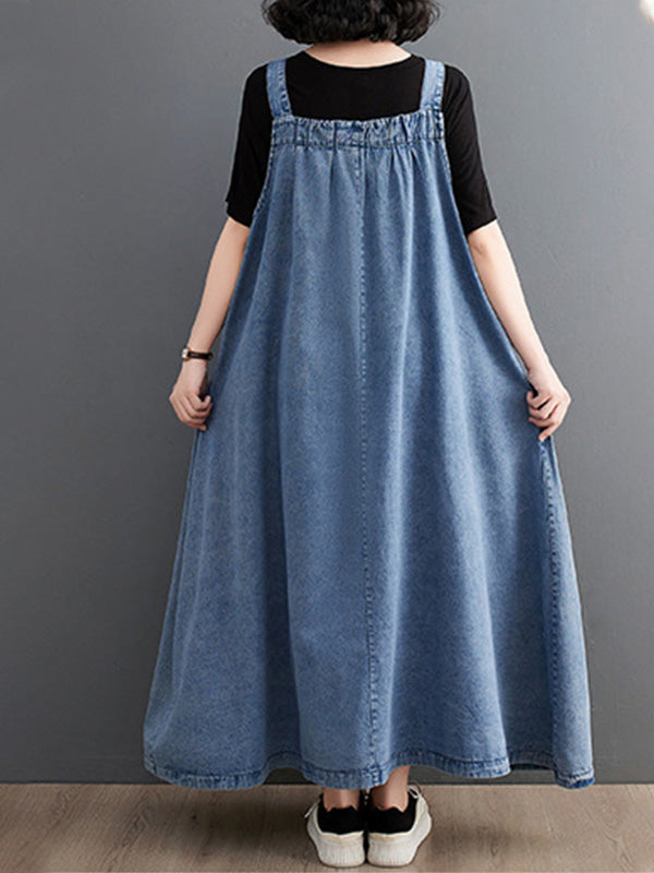 Women's Loose Fit Denim Overall Dress