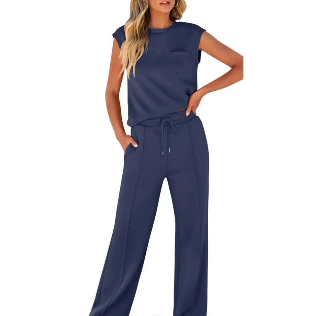 Women's Lounge Knit Set, Front Pintuck Seams
