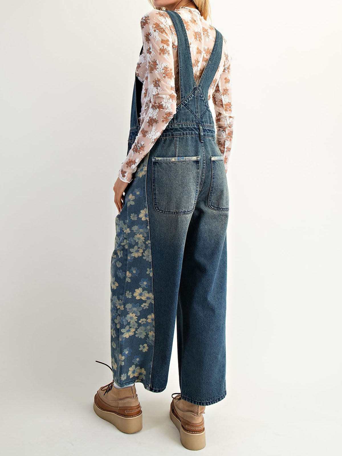 Flower Denim Overalls