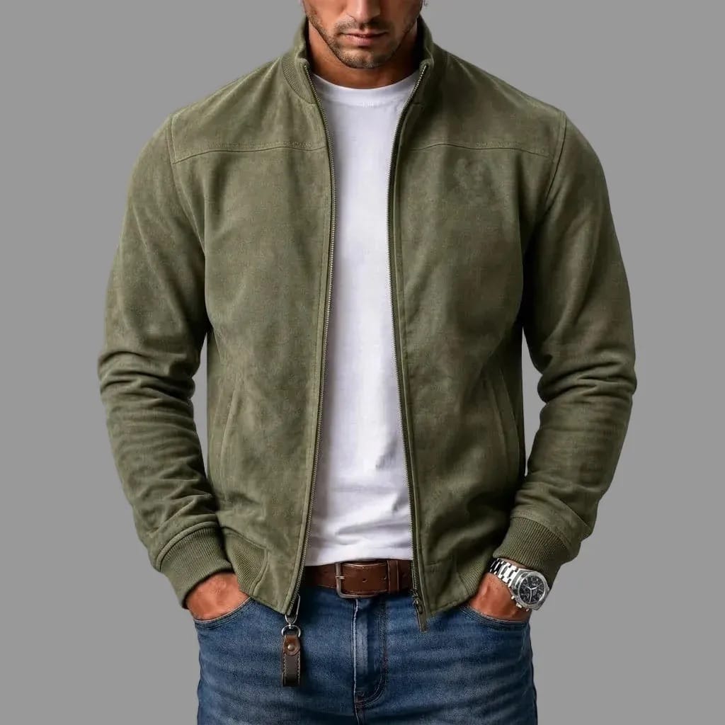 André Ferran Suede Bomber Jacket