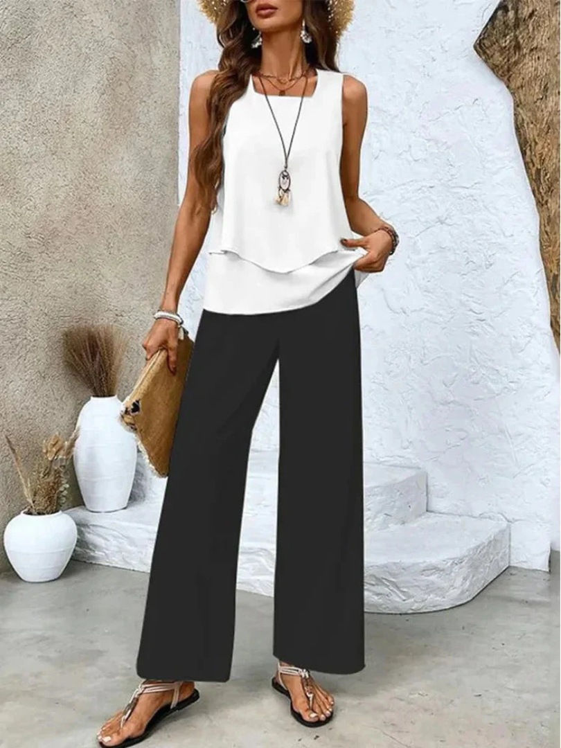 Ovelynra™ | Sleeveless Top And Wide-Leg Pants Set