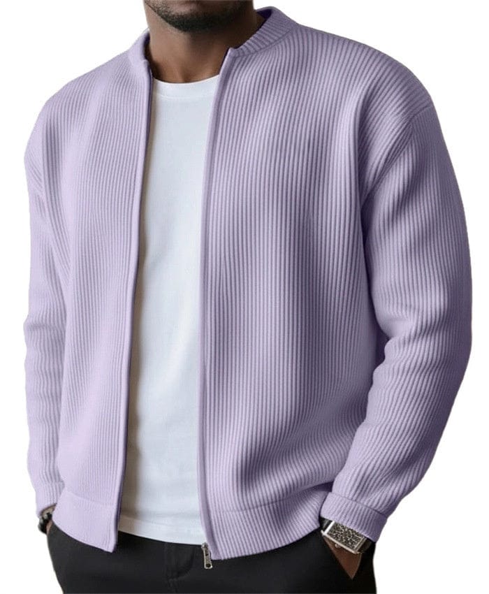 André Ferran Ribbed Zip Cardigan