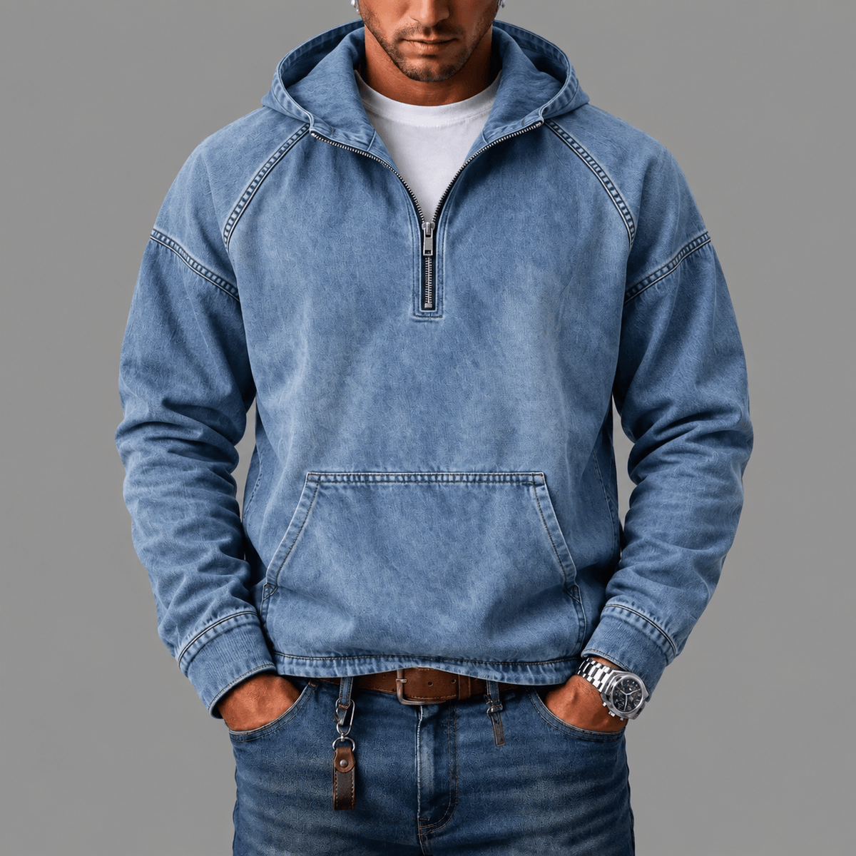 André Ferran Washed Denim Anorak