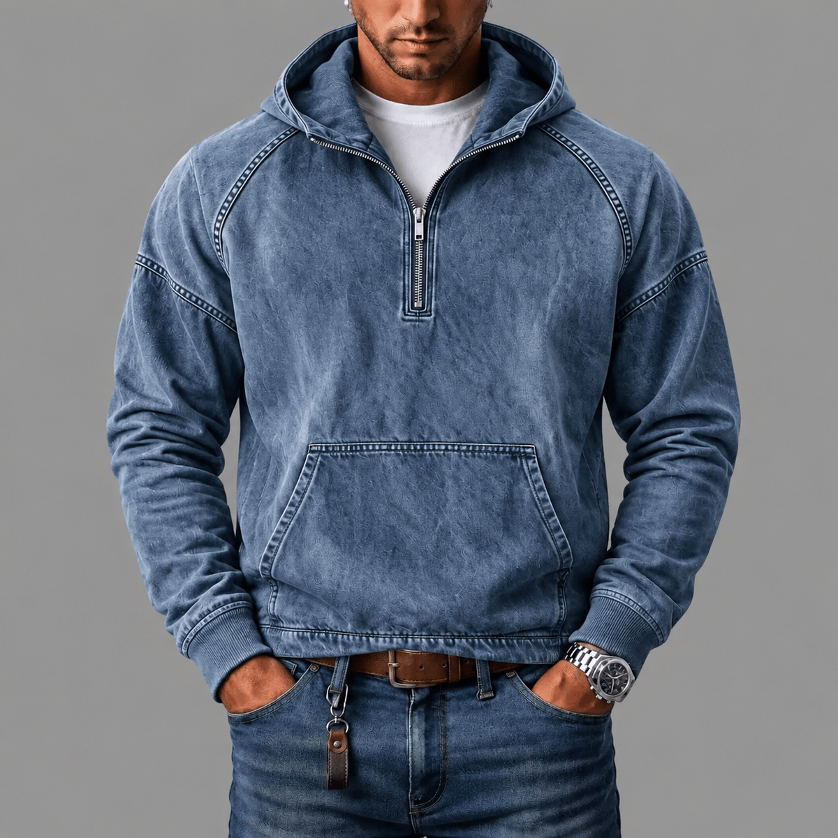 André Ferran Washed Denim Anorak