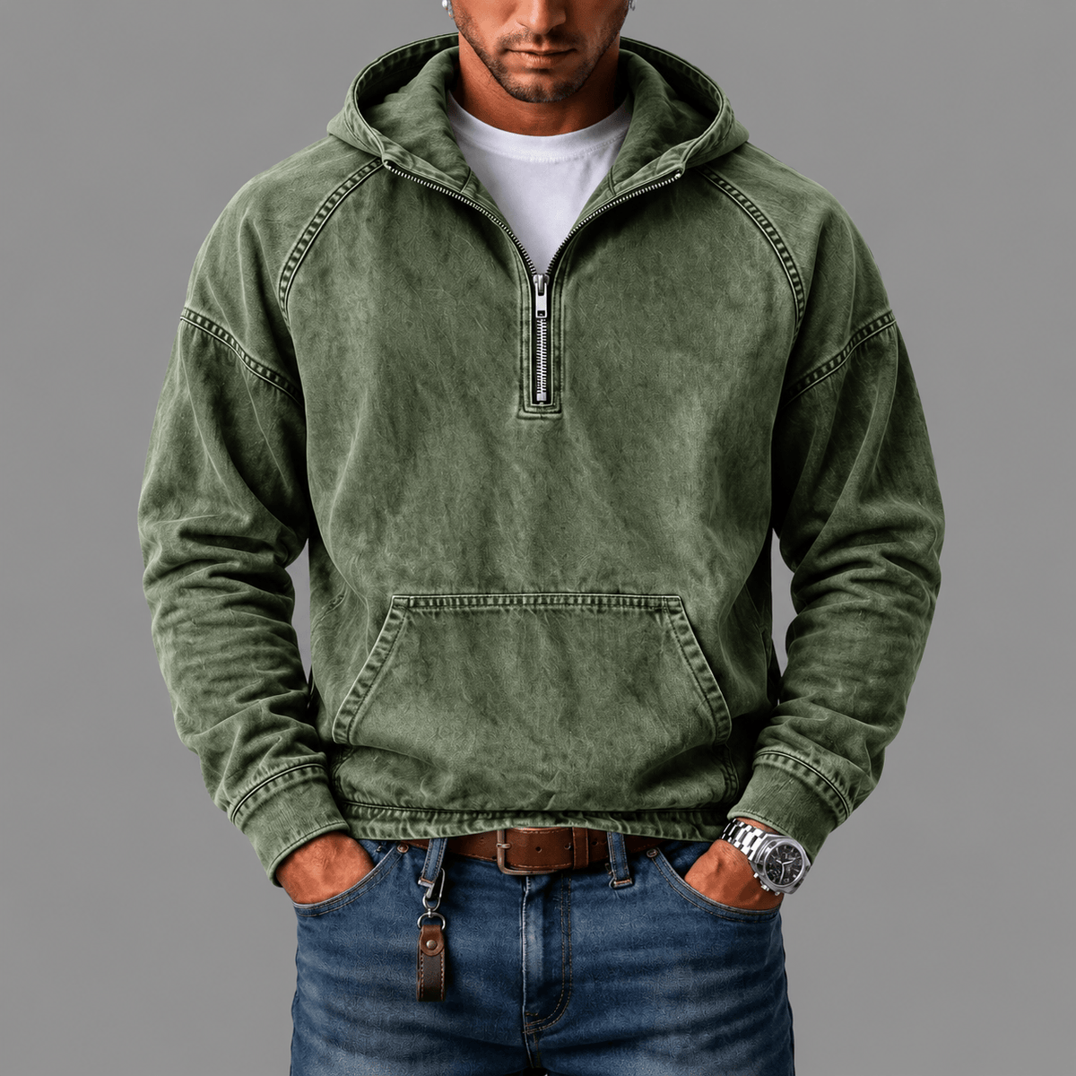 André Ferran Washed Denim Anorak