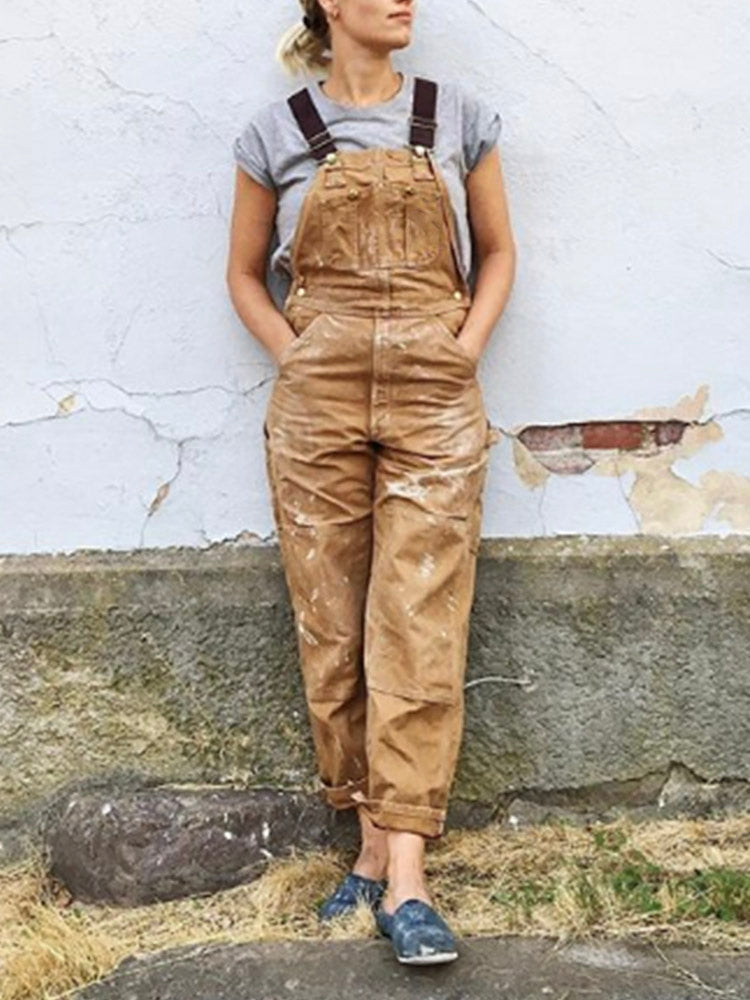 Women's Duck Bib Overalls Canvas Workwear Dungarees