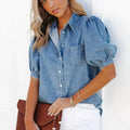 Fabian Shirt | Puff Sleeve Button-Up Denim Top