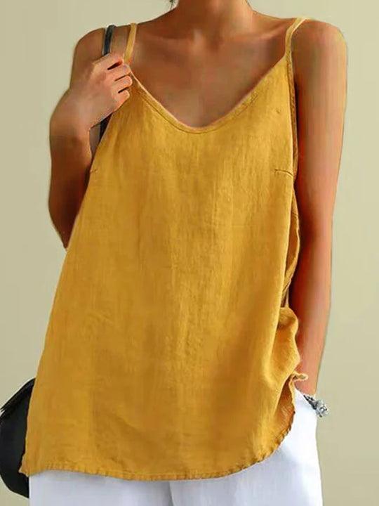 Jannat Top | Spaghetti Strap Summer Linen Top