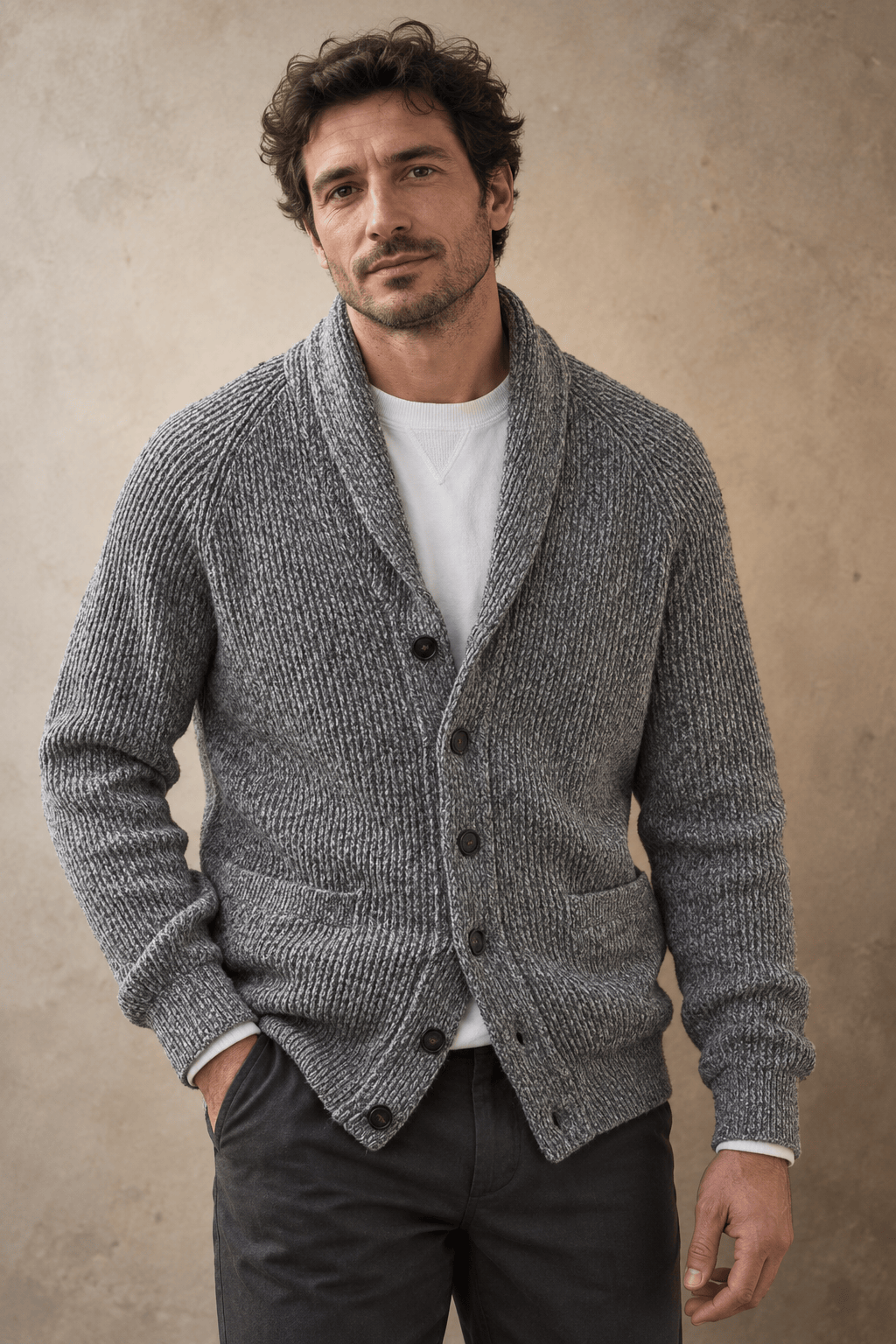 André Ferran Shawl-Collar Cardigan