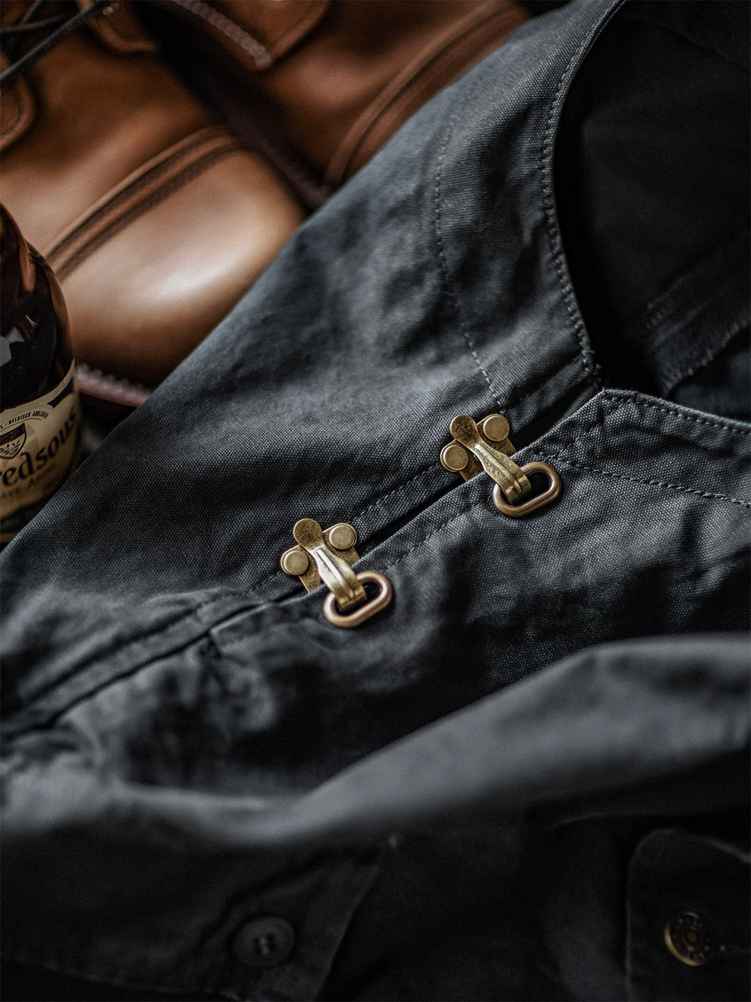 Canvas Overalls with Button Placket for Men