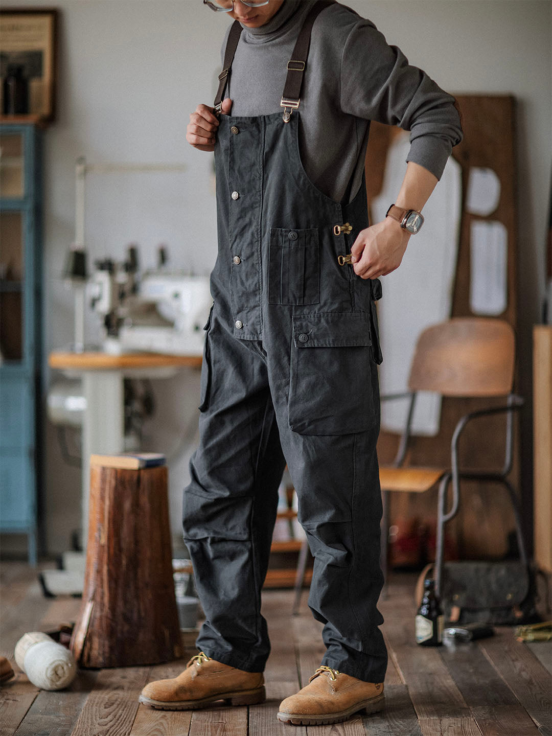 Canvas Overalls with Button Placket for Men – Khumalo