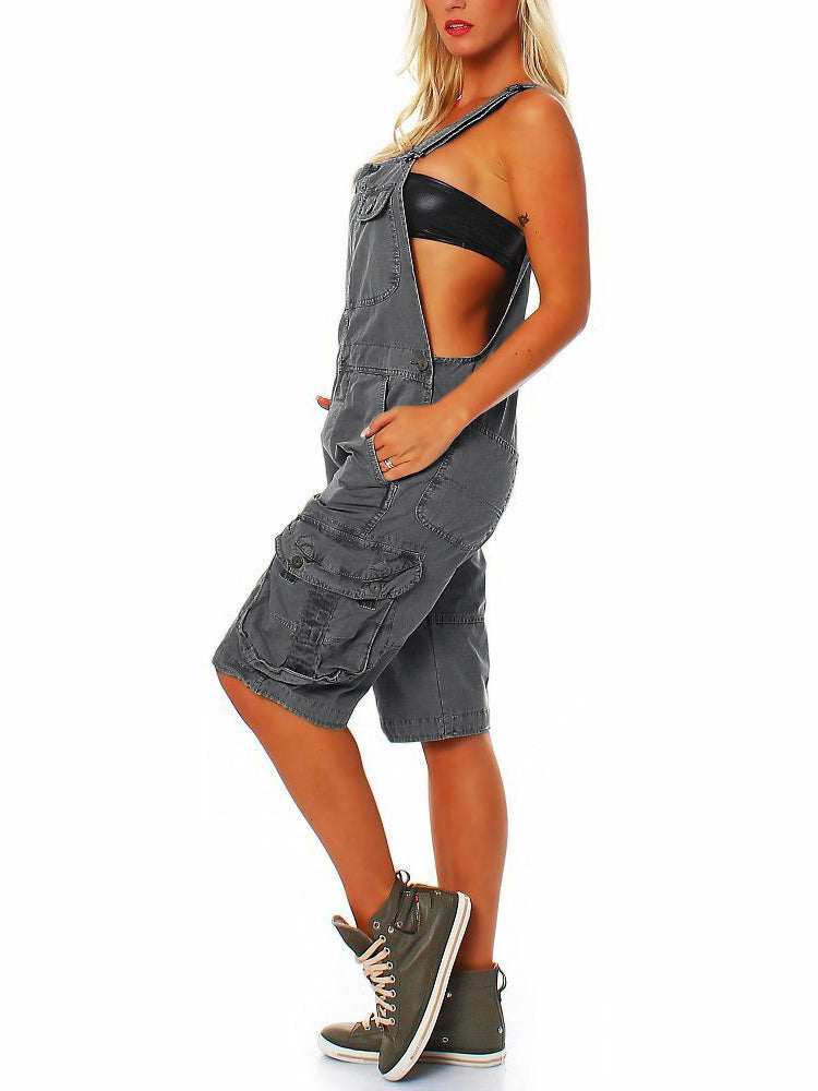 Women's Short Overalls with Cargo Pockets