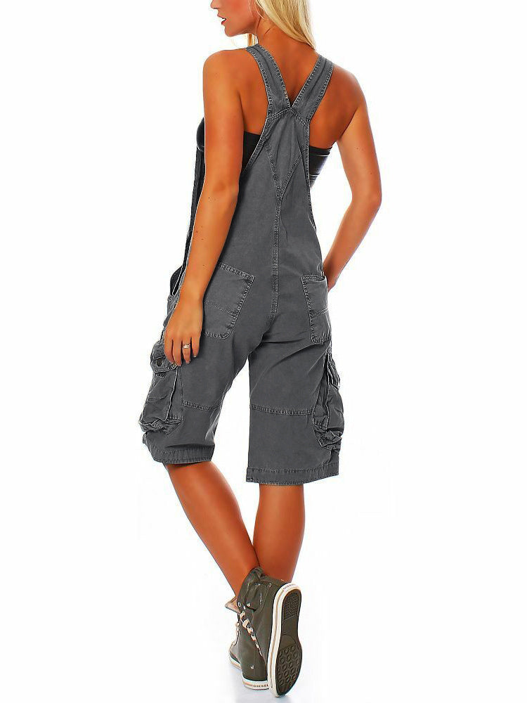 Women's Short Overalls with Cargo Pockets