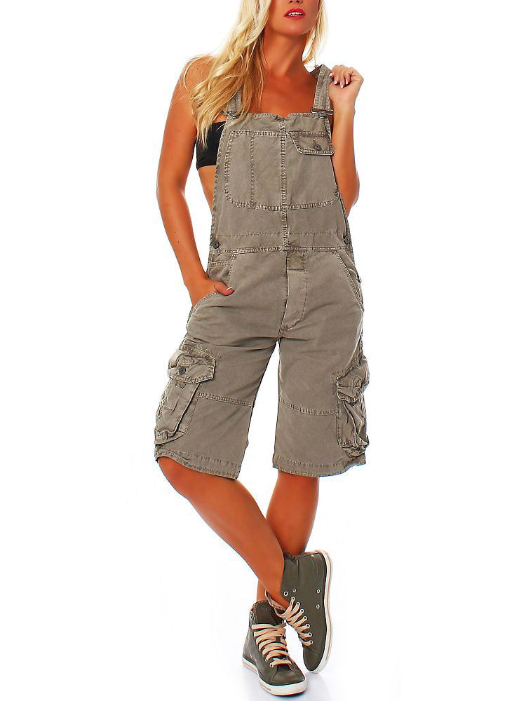 Women's Short Overalls with Cargo Pockets