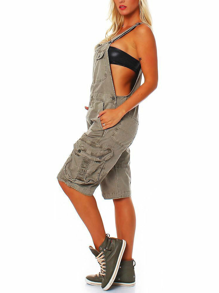 Women's Short Overalls with Cargo Pockets