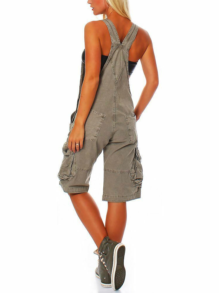 Women's Short Overalls with Cargo Pockets