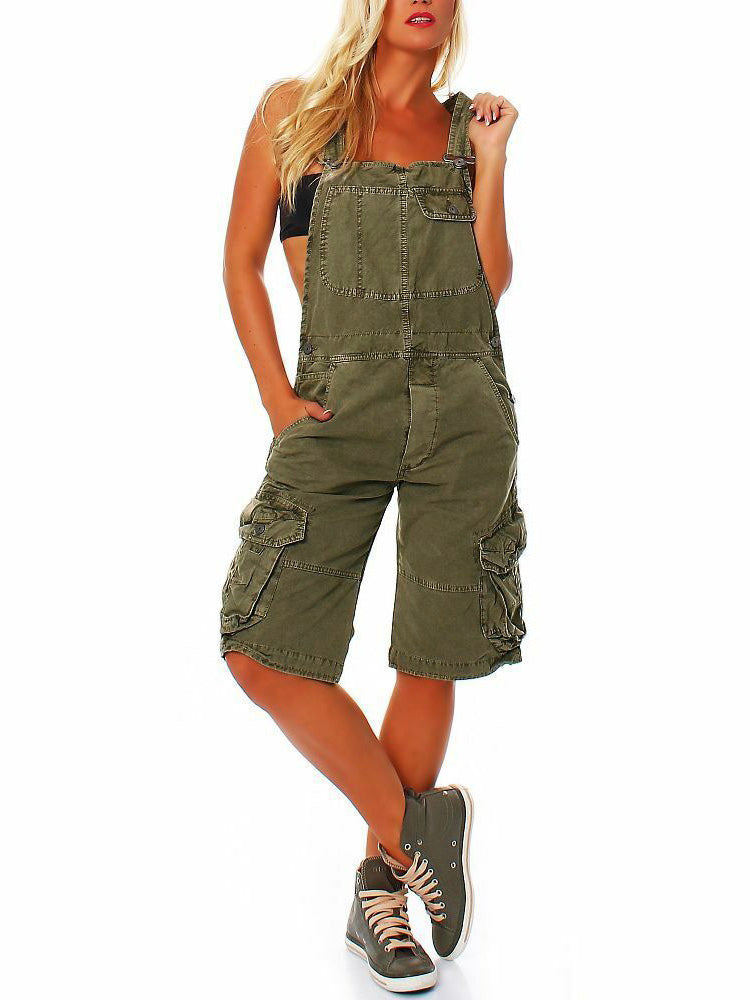Women's Short Overalls with Cargo Pockets