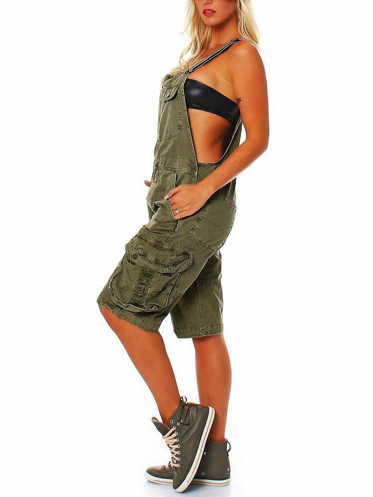 Women's Short Overalls with Cargo Pockets
