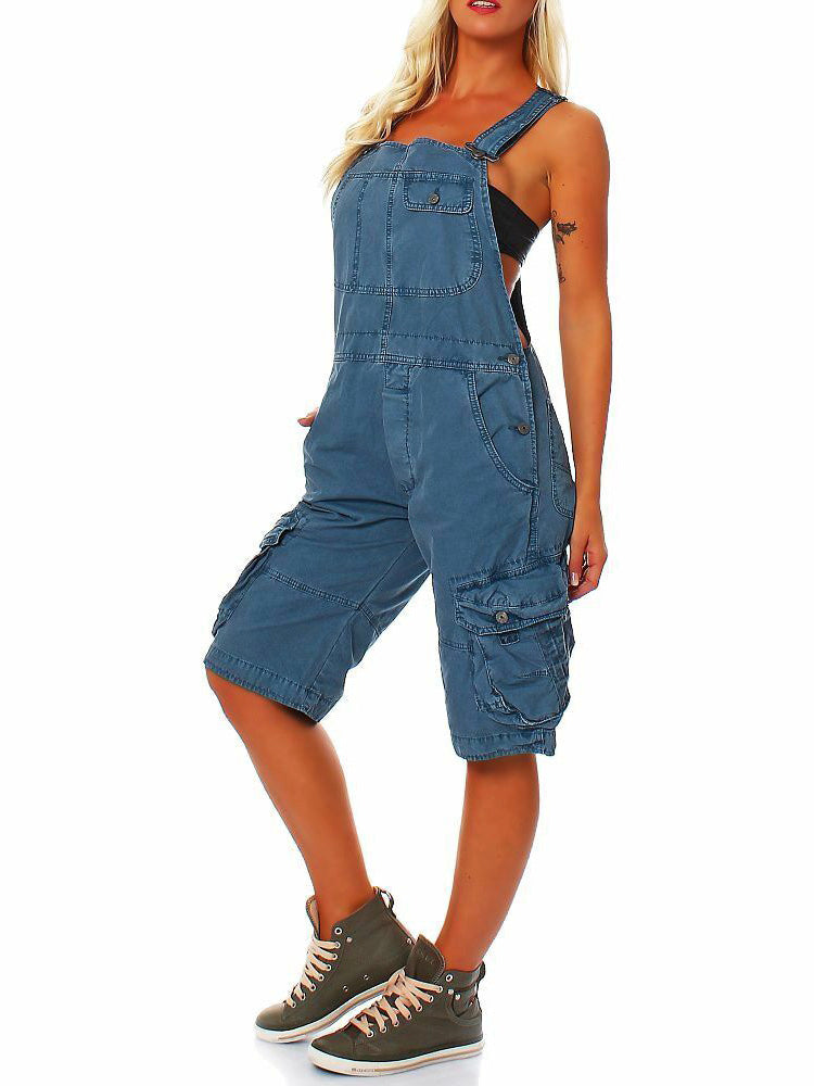Women's Short Overalls with Cargo Pockets