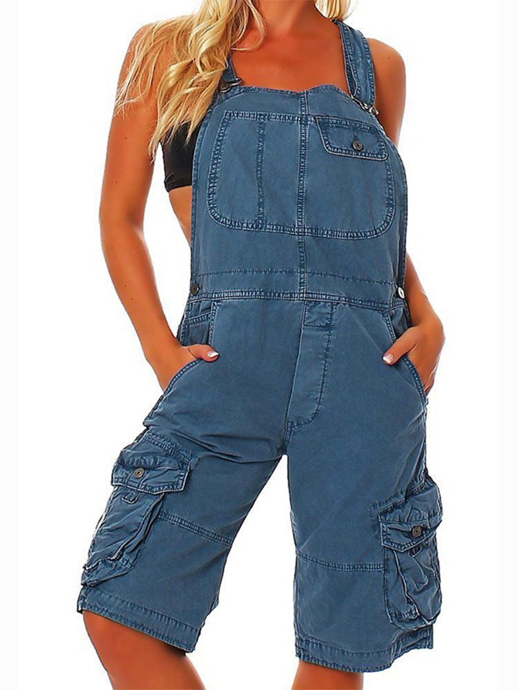 Women's Short Overalls with Cargo Pockets
