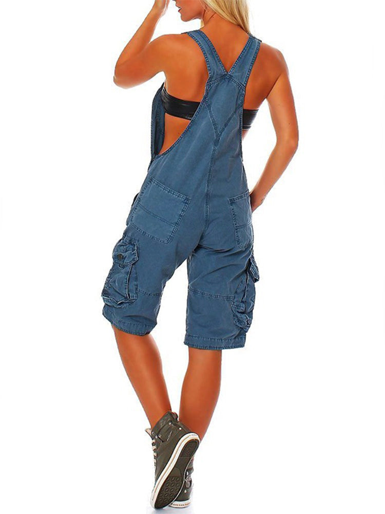 Women's Short Overalls with Cargo Pockets
