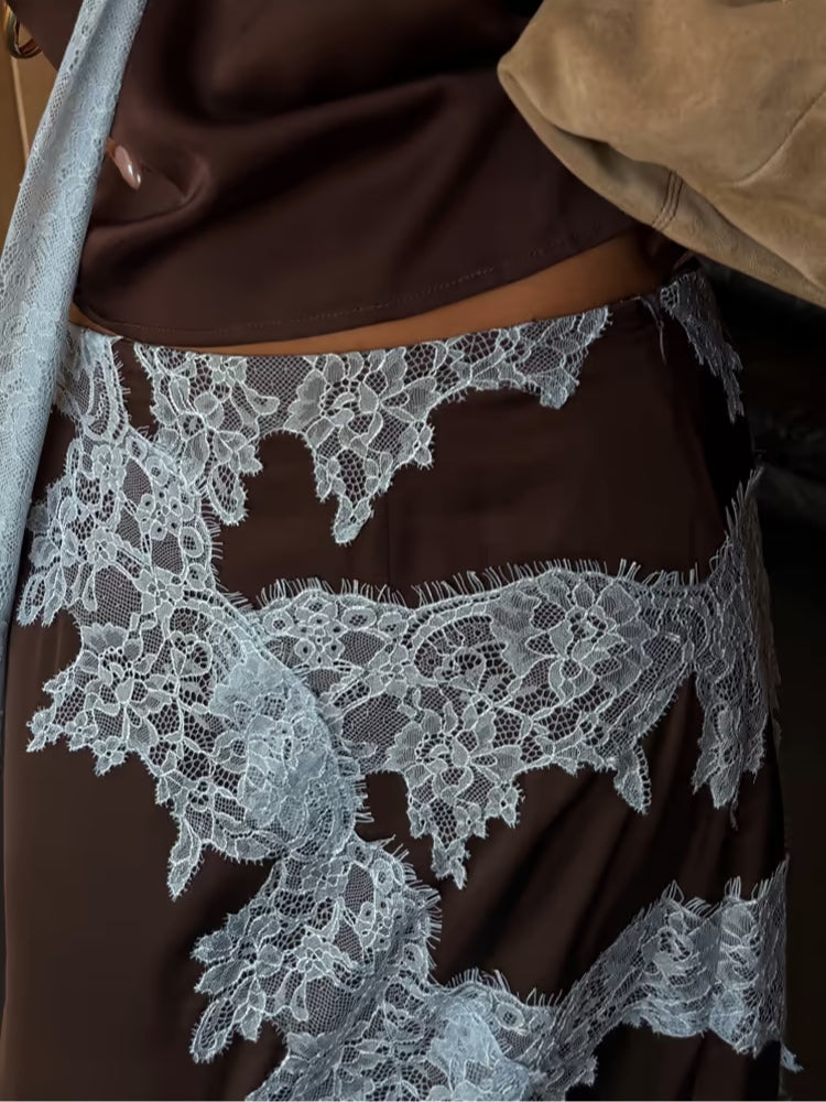 Mabel™ | Elegant Lace Panel Top & Skirt Set
