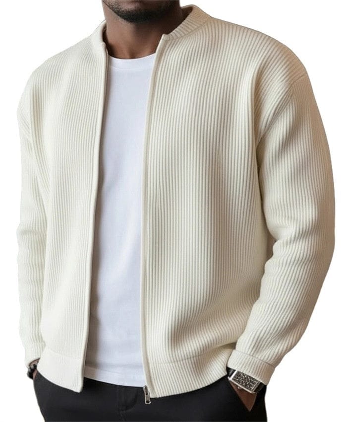 André Ferran Ribbed Zip Cardigan