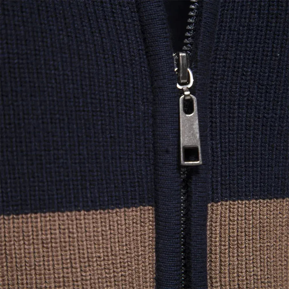 André Ferran Colorblock Zip Cardigan