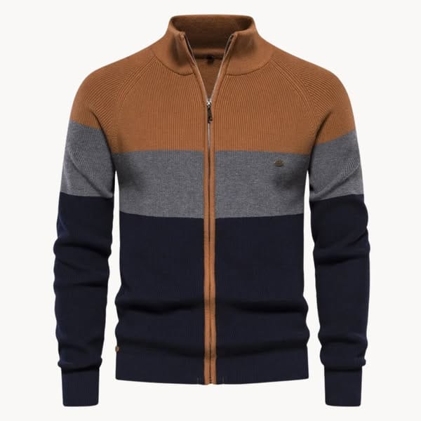 André Ferran Colorblock Zip Cardigan